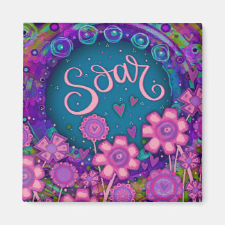 Soar Hearts Fun Pink Floral Inspirivity Magnet