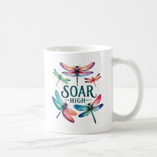 Soar High - Dragonfly Colourful Inspirational Coffee Mug