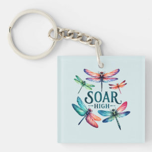 Soar High - Dragonfly Colourful Inspirational Key Ring