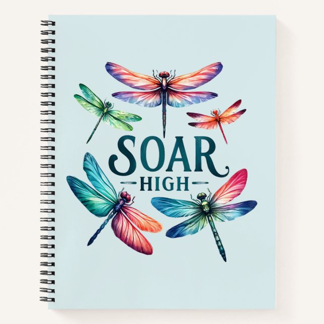 Soar High - Dragonfly Colourful Inspirational Notebook (Front)