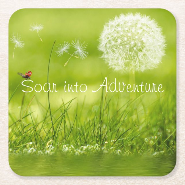 Soar into Adventure Square Paper Coaster (Front)