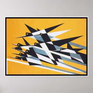 Soar to Success, Birds, Abstract, Geometric, Retro Poster