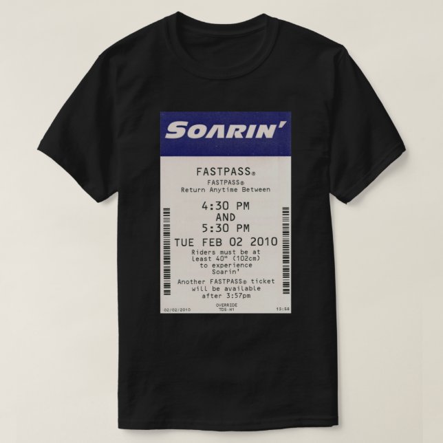 Soarin´ Epcot Fastpass Sticker T-Shirt (Design Front)