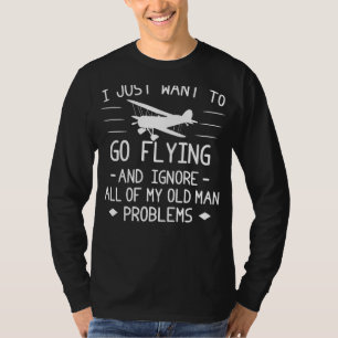 Soaring Above Troubles: Fly Away Old Man Woes! T-Shirt