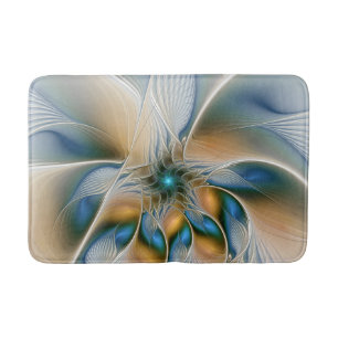 Soaring, Abstract Fantasy Fractal Art With Blue Bath Mat
