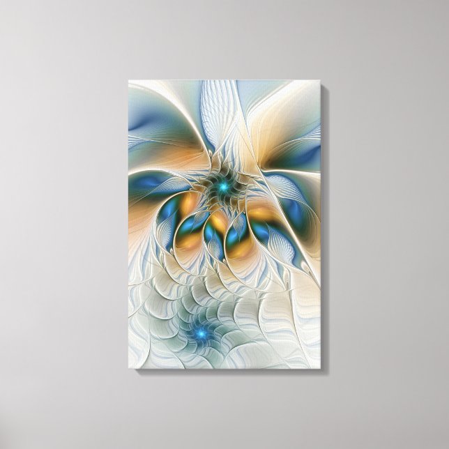 Soaring, Abstract Fantasy Fractal Art With Blue Canvas Print (Front)