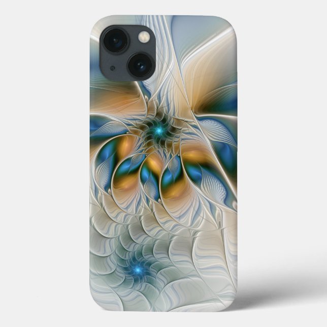 Soaring, Abstract Fantasy Fractal Art With Blue Case-Mate iPhone Case (Back)