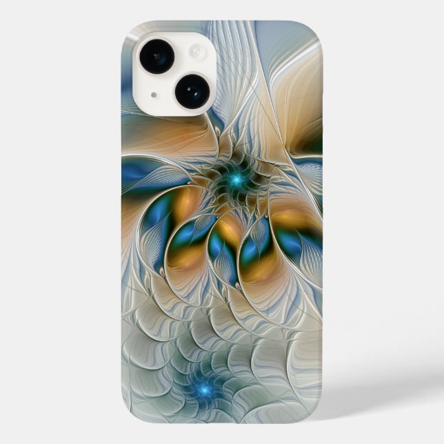 Soaring, Abstract Fantasy Fractal Art With Blue Case-Mate iPhone Case (Back)