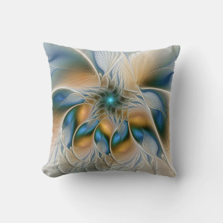 Soaring, Abstract Fantasy Fractal Art With Blue Cushion