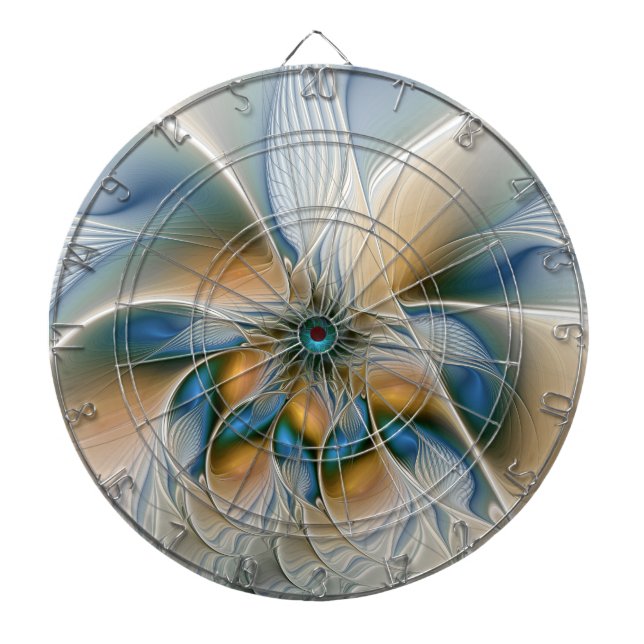 Soaring, Abstract Fantasy Fractal Art With Blue Dartboard (Front)