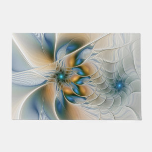 Soaring, Abstract Fantasy Fractal Art With Blue Doormat