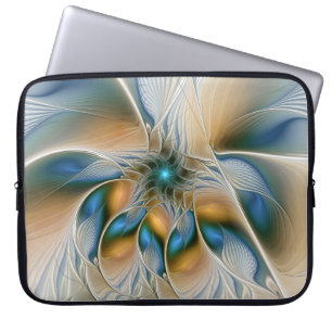 Soaring, Abstract Fantasy Fractal Art With Blue Laptop Sleeve