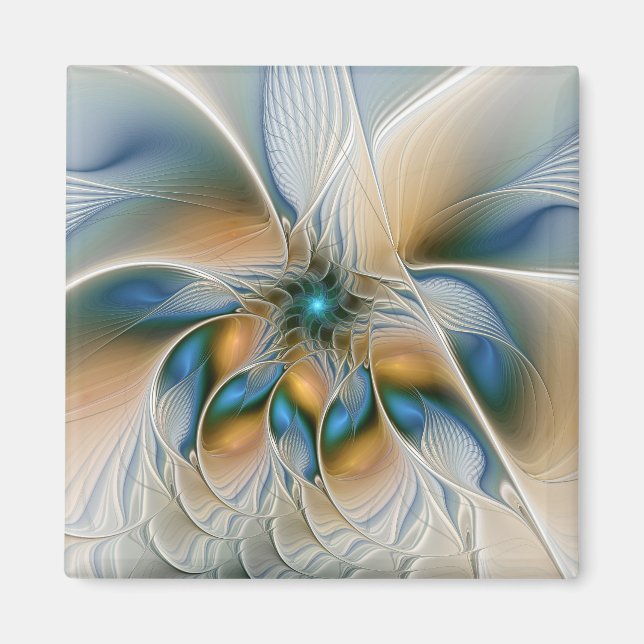 Soaring, Abstract Fantasy Fractal Art With Blue Magnet (Front)
