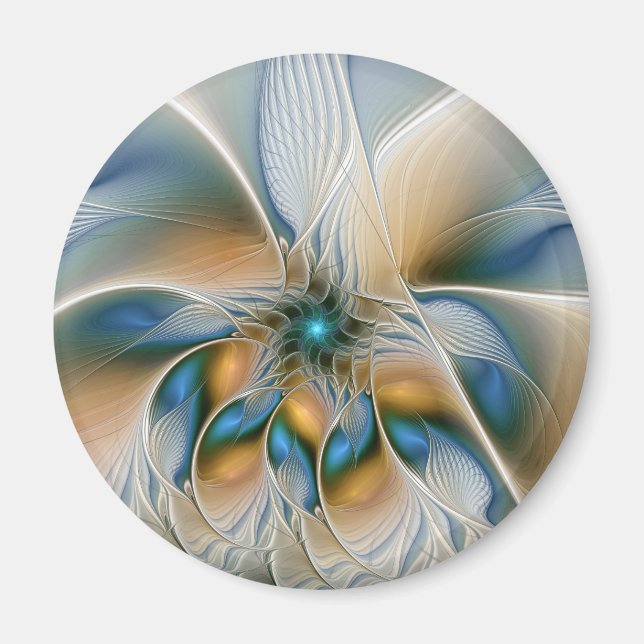 Soaring, Abstract Fantasy Fractal Art With Blue Magnet (Front)