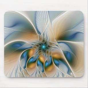 Soaring, Abstract Fantasy Fractal Art With Blue Mouse Mat