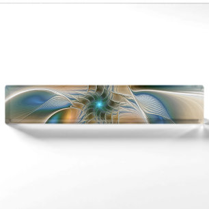 Soaring, Abstract Fantasy Fractal Art With Blue Nameplate