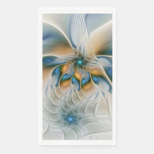 Soaring, Abstract Fantasy Fractal Art With Blue Napkin