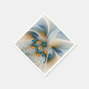 Soaring, Abstract Fantasy Fractal Art With Blue Napkin