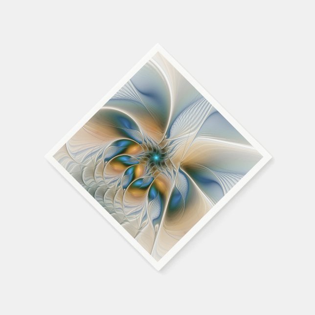 Soaring, Abstract Fantasy Fractal Art With Blue Napkin (Corner)
