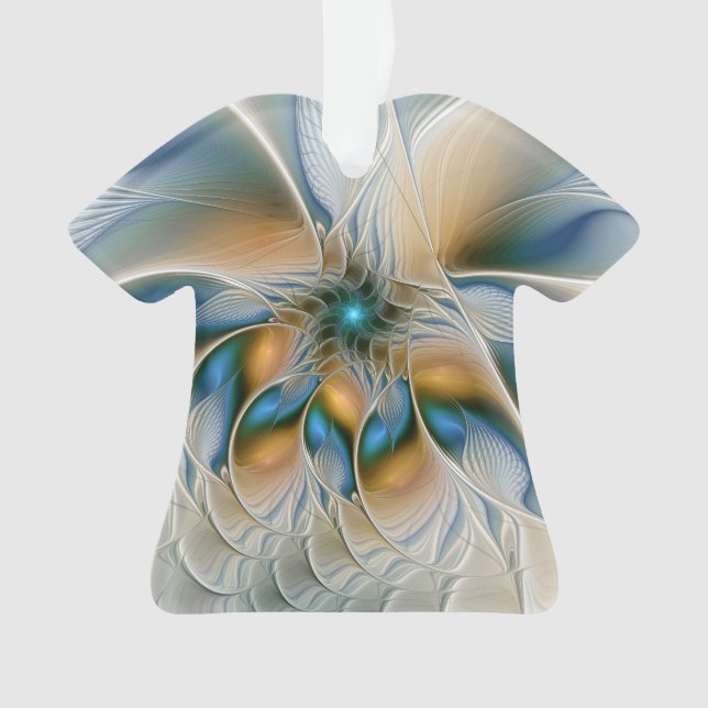 Soaring, Abstract Fantasy Fractal Art With Blue Ornament (Front)