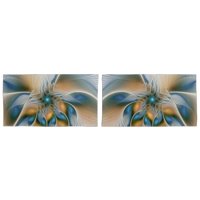 Soaring, Abstract Fantasy Fractal Art With Blue Pillowcase (Front-Set)