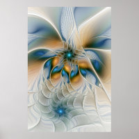 Soaring, Abstract Fantasy Fractal Art With Blue