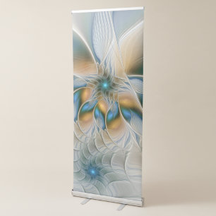 Soaring, Abstract Fantasy Fractal Art With Blue Retractable Banner