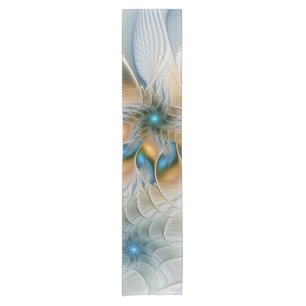 Soaring, Abstract Fantasy Fractal Art With Blue Short Table Runner