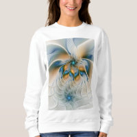 Soaring, Abstract Fantasy Fractal Art With Blue