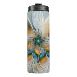 Soaring, Abstract Fantasy Fractal Art With Blue Thermal Tumbler