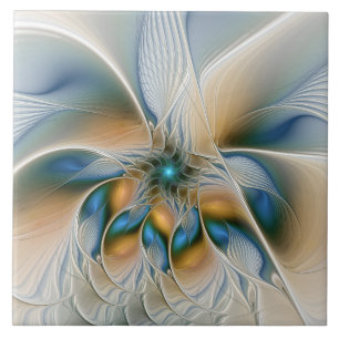 Soaring, Abstract Fantasy Fractal Art With Blue Tile