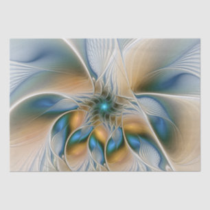 Soaring, Abstract Fantasy Fractal Art With Blue Tissue Paper