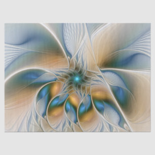 Soaring, Abstract Fantasy Fractal Art With Blue Tissue Paper