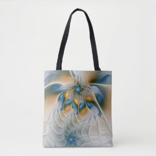 Soaring, Abstract Fantasy Fractal Art With Blue Tote Bag