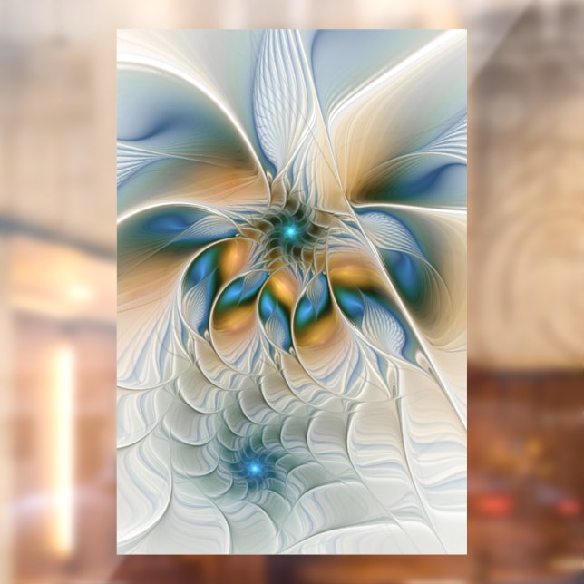 Soaring, Abstract Fantasy Fractal Art With Blue Window Cling (Sheet 2)