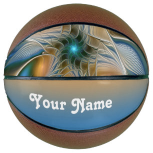 Soaring, Abstract Fantasy Fractal With Blue Name Basketball