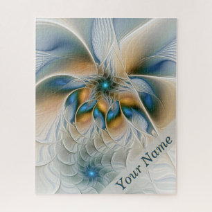 Soaring, Abstract Fantasy Fractal With Blue Name Jigsaw Puzzle