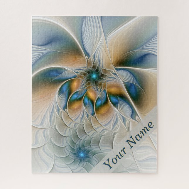 Soaring, Abstract Fantasy Fractal With Blue Name Jigsaw Puzzle (Vertical)