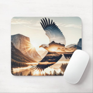 Soaring Bald Eagle at Sunrise Mouse Mat