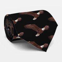 Soaring Bald Eagle Black Background Tie