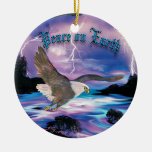 Soaring Bald Eagle Ceramic Tree Decoration