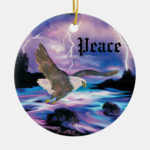Soaring Bald Eagle Ceramic Tree Decoration