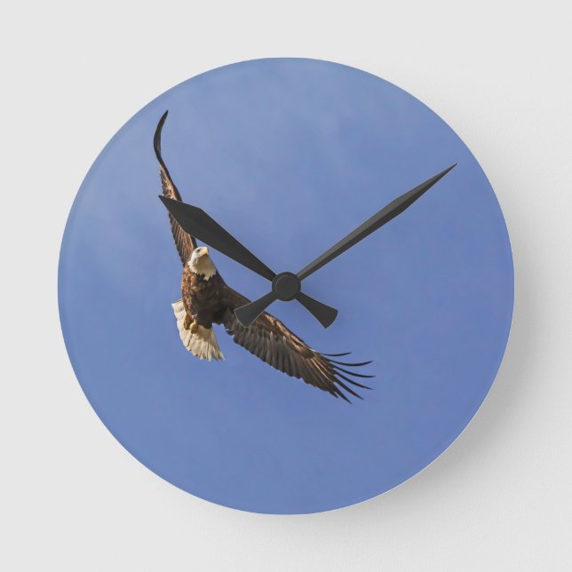 Soaring Bald Eagle Round Clock (Front)
