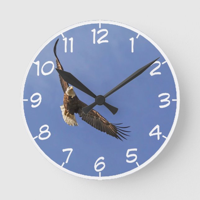 Soaring Bald Eagle Round Clock (Front)