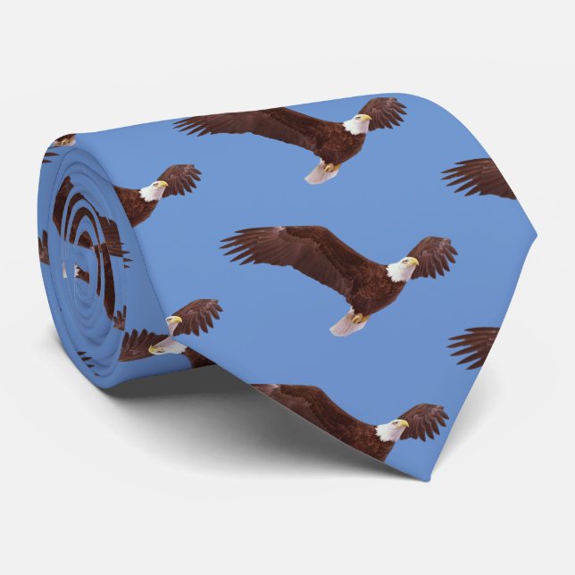 Soaring Bald Eagle Sky Blue Background Tie (Rolled)