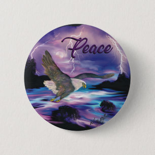 Soaring Bald Eagle Spreading Peace 6 Cm Round Badge