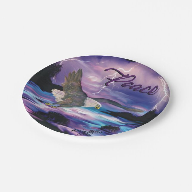 Soaring Bald Eagle Spreading Peace Paper Plate (Angled)
