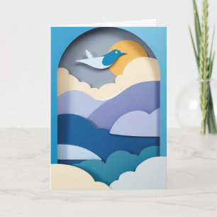 Soaring Bird Over Sunlit Mountains Card