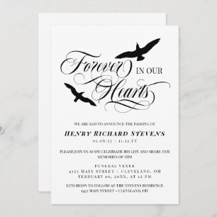 Soaring Birds Forever In Our Hearts Funeral Invitation
