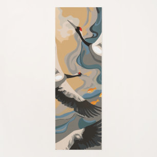 Soaring Cranes Over River Yoga Mat